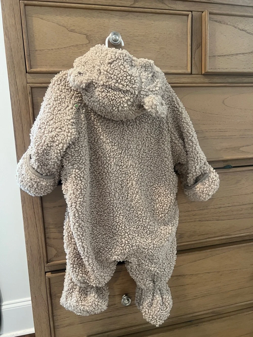 7AM Bebe Plush Sherpa Footed Baby One-Piece in Cream